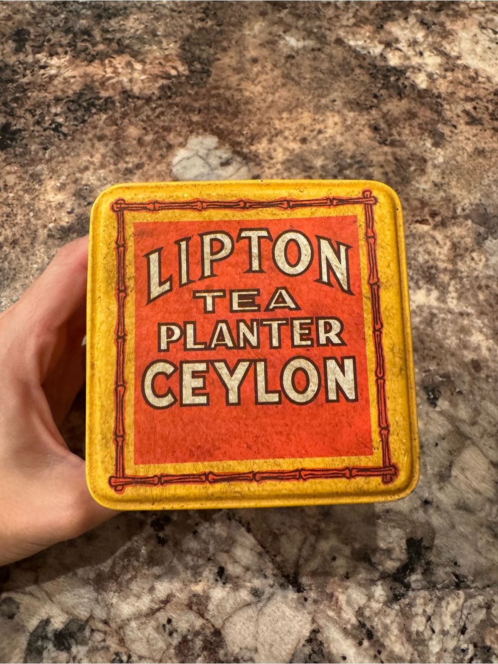 Lipton Tea Planter Ceylon Decorative Tin - Yellow and Red